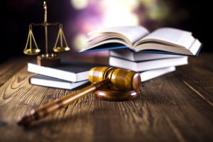 gavel and law books on a table