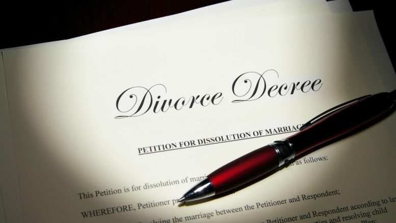 A divorce document with pen